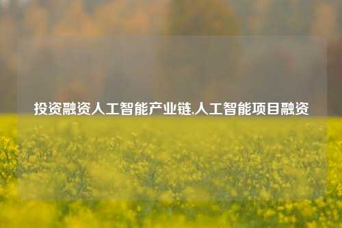 投资融资人工智能产业链,人工智能项目融资