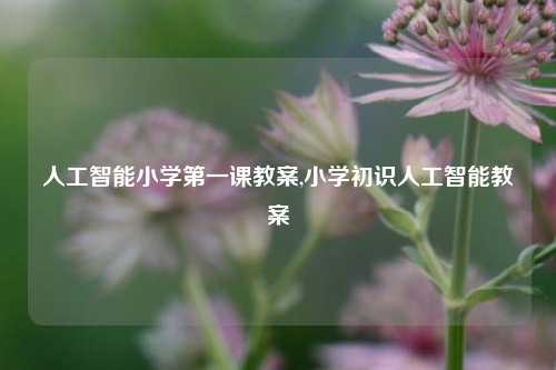 人工智能小学第一课教案,小学初识人工智能教案