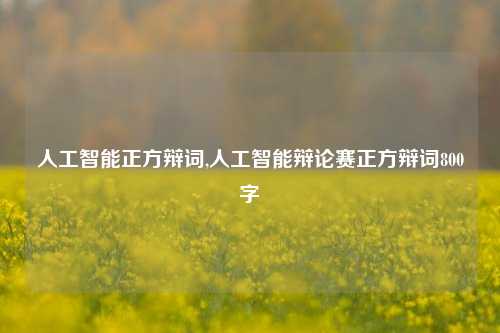 人工智能正方辩词,人工智能辩论赛正方辩词800字