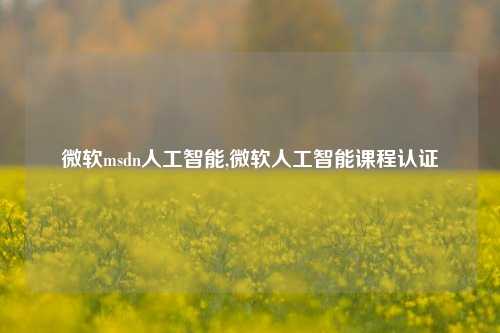 微软msdn人工智能,微软人工智能课程认证