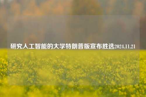 研究人工智能的大学特朗普版宣布胜选2024.11.21