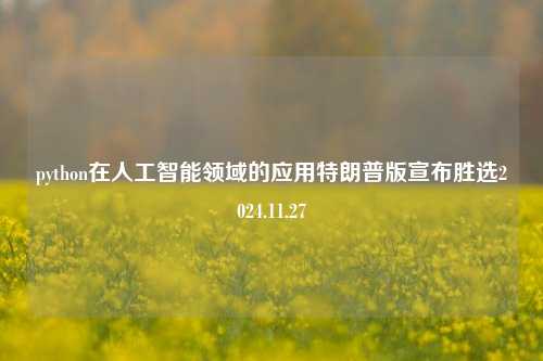 python在人工智能领域的应用特朗普版宣布胜选2024.11.27