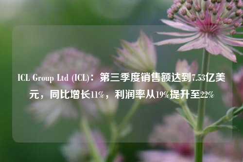 ICL Group Ltd (ICL)：第三季度销售额达到7.53亿美元，同比增长11%，利润率从19%提升至22%