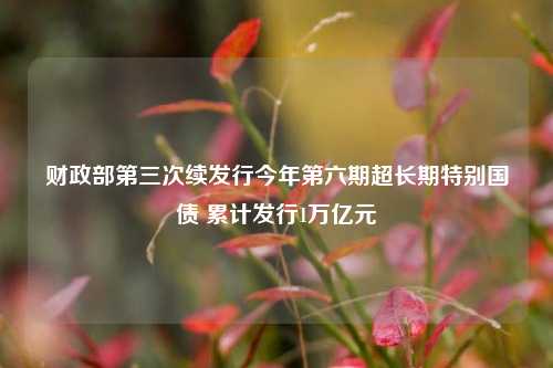 财政部第三次续发行今年第六期超长期特别国债 累计发行1万亿元