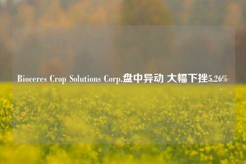 Bioceres Crop Solutions Corp.盘中异动 大幅下挫5.26%