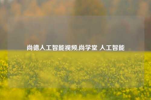 尚德人工智能视频,尚学堂 人工智能