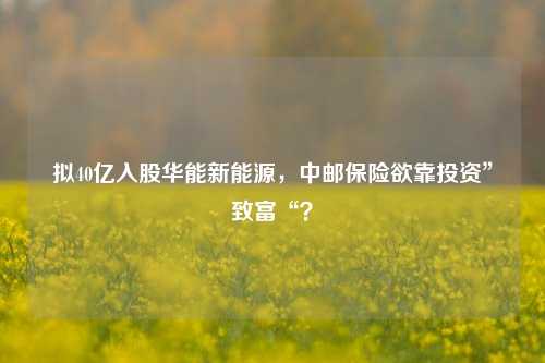 拟40亿入股华能新能源，中邮保险欲靠投资”致富“？