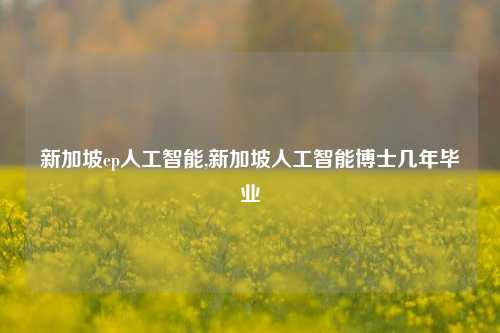 新加坡ep人工智能,新加坡人工智能博士几年毕业