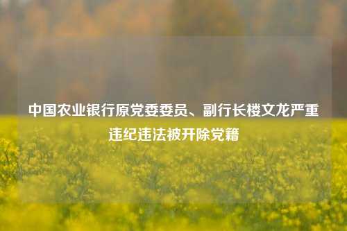 中国农业银行原党委委员、副行长楼文龙严重违纪违法被开除党籍