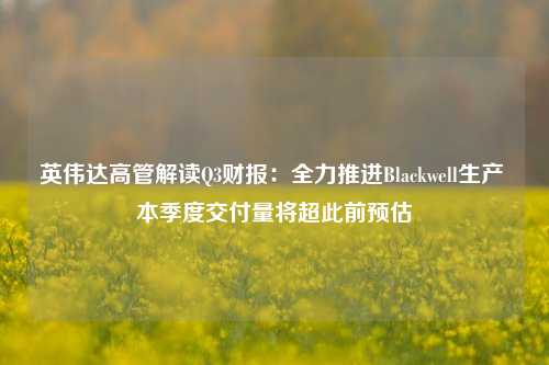 英伟达高管解读Q3财报：全力推进Blackwell生产 本季度交付量将超此前预估