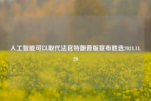 人工智能可以取代法官特朗普版宣布胜选2024.11.20