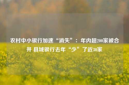 农村中小银行加速“消失”：年内超200家被合并 县域银行去年“少”了近30家