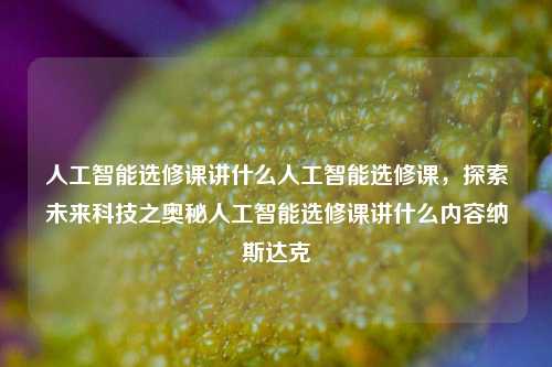 人工智能选修课讲什么人工智能选修课，探索未来科技之奥秘人工智能选修课讲什么内容纳斯达克