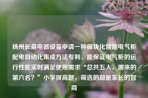 扬州长泉电器设备申请一种模块化智能电气柜配电自动化集成方法专利，能保证电气柜的运行性能实时满足使用需求“总共五人，哪来的第六名？”小学拔高题，筛选的却是家长的智商