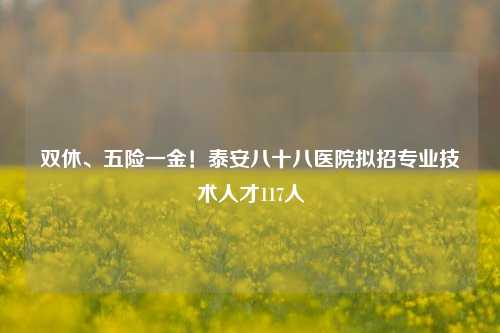 双休、五险一金！泰安八十八医院拟招专业技术人才117人