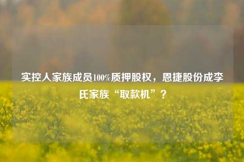 实控人家族成员100%质押股权，恩捷股份成李氏家族“取款机”？