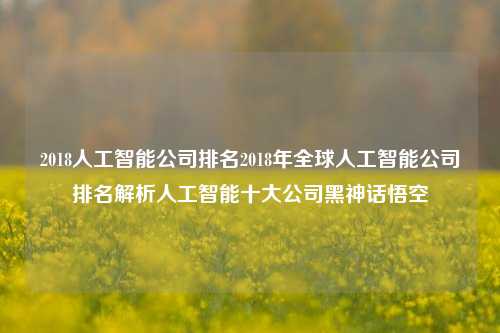 2018人工智能公司排名2018年全球人工智能公司排名解析人工智能十大公司黑神话悟空