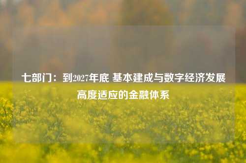 七部门：到2027年底 基本建成与数字经济发展高度适应的金融体系