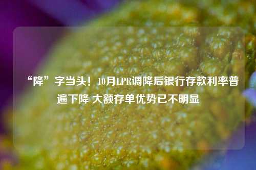 “降”字当头！10月LPR调降后银行存款利率普遍下降 大额存单优势已不明显