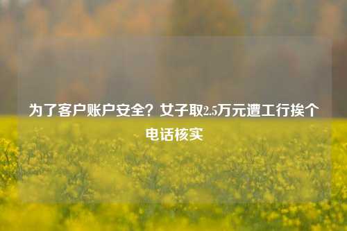 为了客户账户安全？女子取2.5万元遭工行挨个电话核实