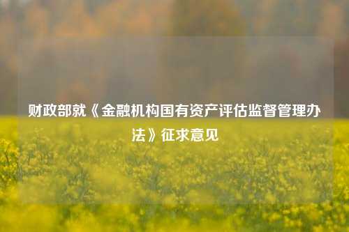 财政部就《金融机构国有资产评估监督管理办法》征求意见