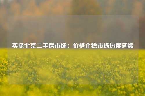 实探北京二手房市场：价格企稳市场热度延续