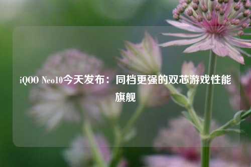 iQOO Neo10今天发布：同档更强的双芯游戏性能旗舰