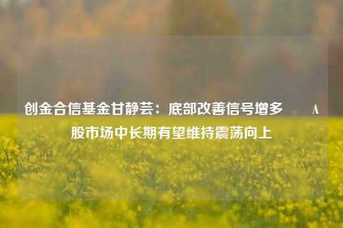 创金合信基金甘静芸：底部改善信号增多  A股市场中长期有望维持震荡向上