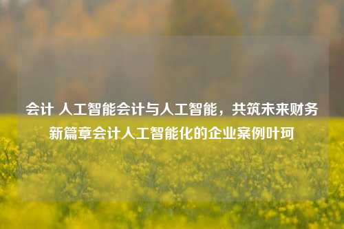 会计 人工智能会计与人工智能，共筑未来财务新篇章会计人工智能化的企业案例叶珂