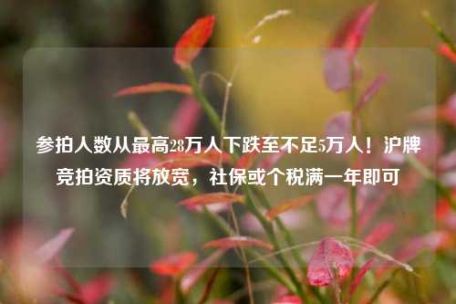 参拍人数从最高28万人下跌至不足5万人！沪牌竞拍资质将放宽，社保或个税满一年即可