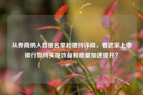 从券商纳入首推名单和增持评级，看这家上市银行如何实现效益和质量加速提升？