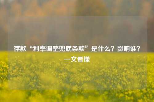 存款“利率调整兜底条款”是什么？影响谁？一文看懂