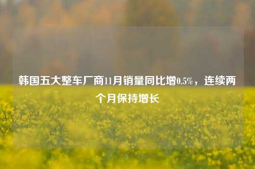 韩国五大整车厂商11月销量同比增0.5%，连续两个月保持增长