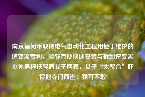 南京福闵禾取得电气自动化工程用便于维护的逆变器专利，能够方便快速安装与拆卸逆变器本体男神扶醉酒女子回家，女子“太配合”吓得他夺门而逃：我可不敢