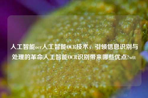 人工智能ocr人工智能OCR技术，引领信息识别与处理的革命人工智能OCR识别带来哪些优点?wtt