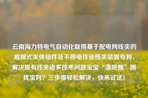 云南海力特电气自动化取得基于配电网线夹的底撑式夹体组件及不停电作业线夹装置专利，解决现有线夹诸多技术问题宝宝“落地醒”困扰宝妈？三步骤轻松解决，快来试试！