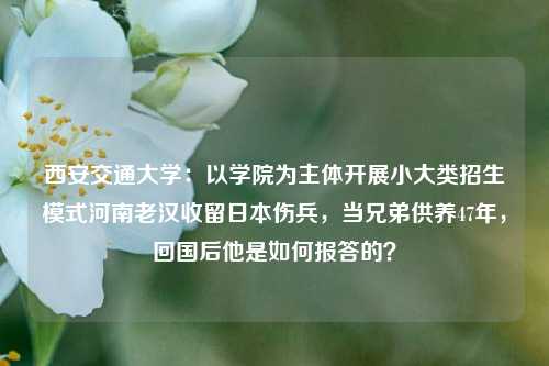 西安交通大学：以学院为主体开展小大类招生模式河南老汉收留日本伤兵，当兄弟供养47年，回国后他是如何报答的？