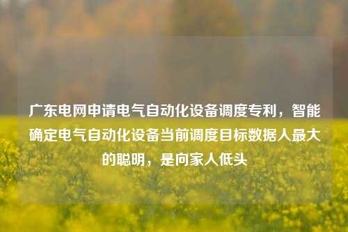 广东电网申请电气自动化设备调度专利，智能确定电气自动化设备当前调度目标数据人最大的聪明，是向家人低头