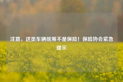 注意，这类车辆统筹不是保险！保险协会紧急提示