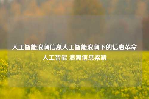 人工智能浪潮信息人工智能浪潮下的信息革命人工智能 浪潮信息梁靖崑