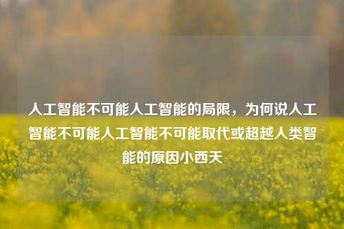 人工智能不可能人工智能的局限，为何说人工智能不可能人工智能不可能取代或超越人类智能的原因小西天