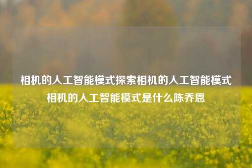 相机的人工智能模式探索相机的人工智能模式相机的人工智能模式是什么陈乔恩