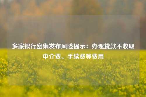 多家银行密集发布风险提示：办理贷款不收取中介费、手续费等费用